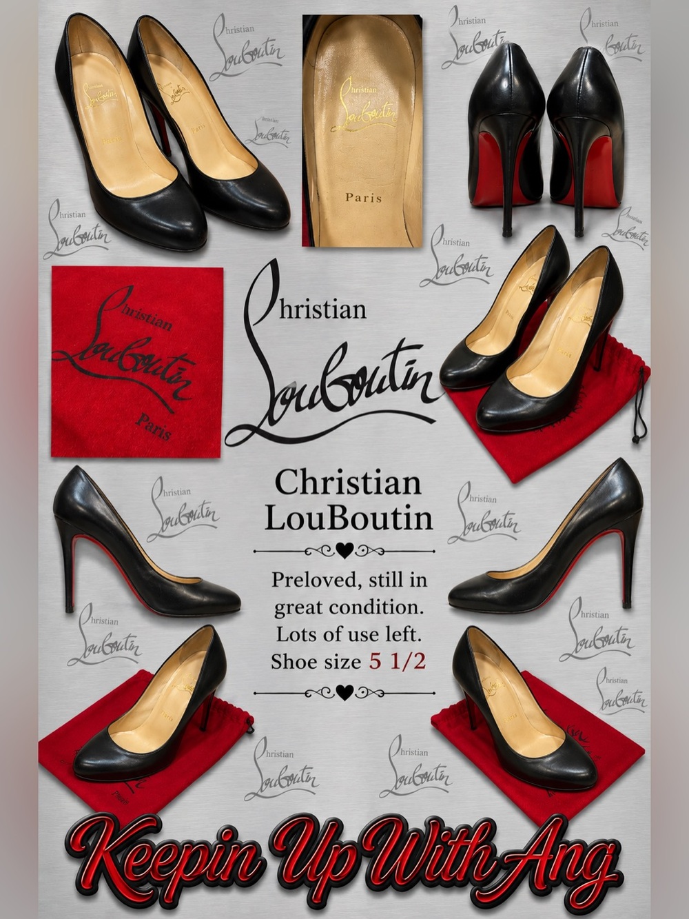 Christian Louboutin Black Leather Pumps with Red Soles